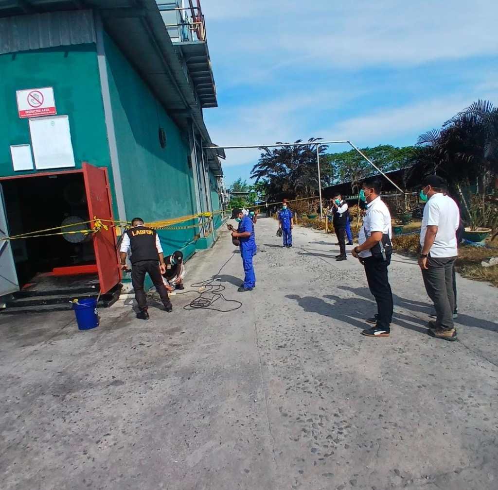 Tim Labfor Polda Sumatera Utara di PT. Aqua Farm Nusantara Lokasi Terjadinya Kecelakaan&nbsp;Kerja