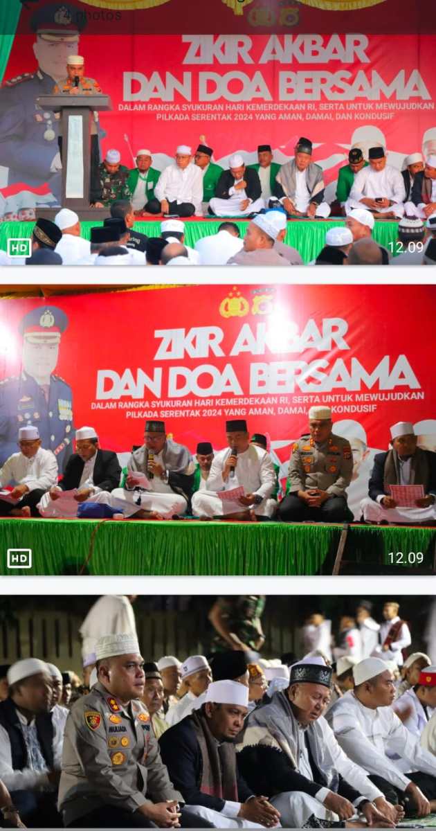 Polres Aceh Tamiang Gelar Dzikir Akbar dan Doa Bersama Dalam Rangka Menyambut HUT RI&nbsp;Ke-79.