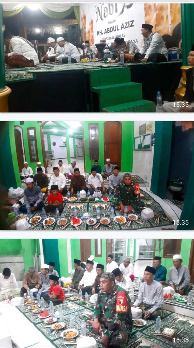 Tingkatkan Silaturahmi Dengan Warga, Babinsa Morokrembangan Ikuti Peringatan Maulid Nabi Muhammad SAW di Wilayah&nbsp;Binaan