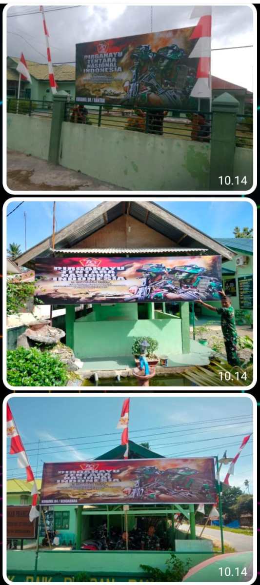 Sambut HUT TNI Ke-79, Jajaran Kodim 0117/Aceh Tamiang Pasang&nbsp;Banner